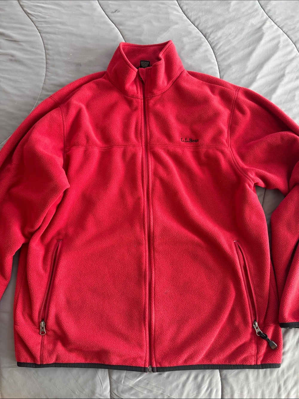 L.L. Bean Men's Bright Red Full-Zip Fleece Jacket